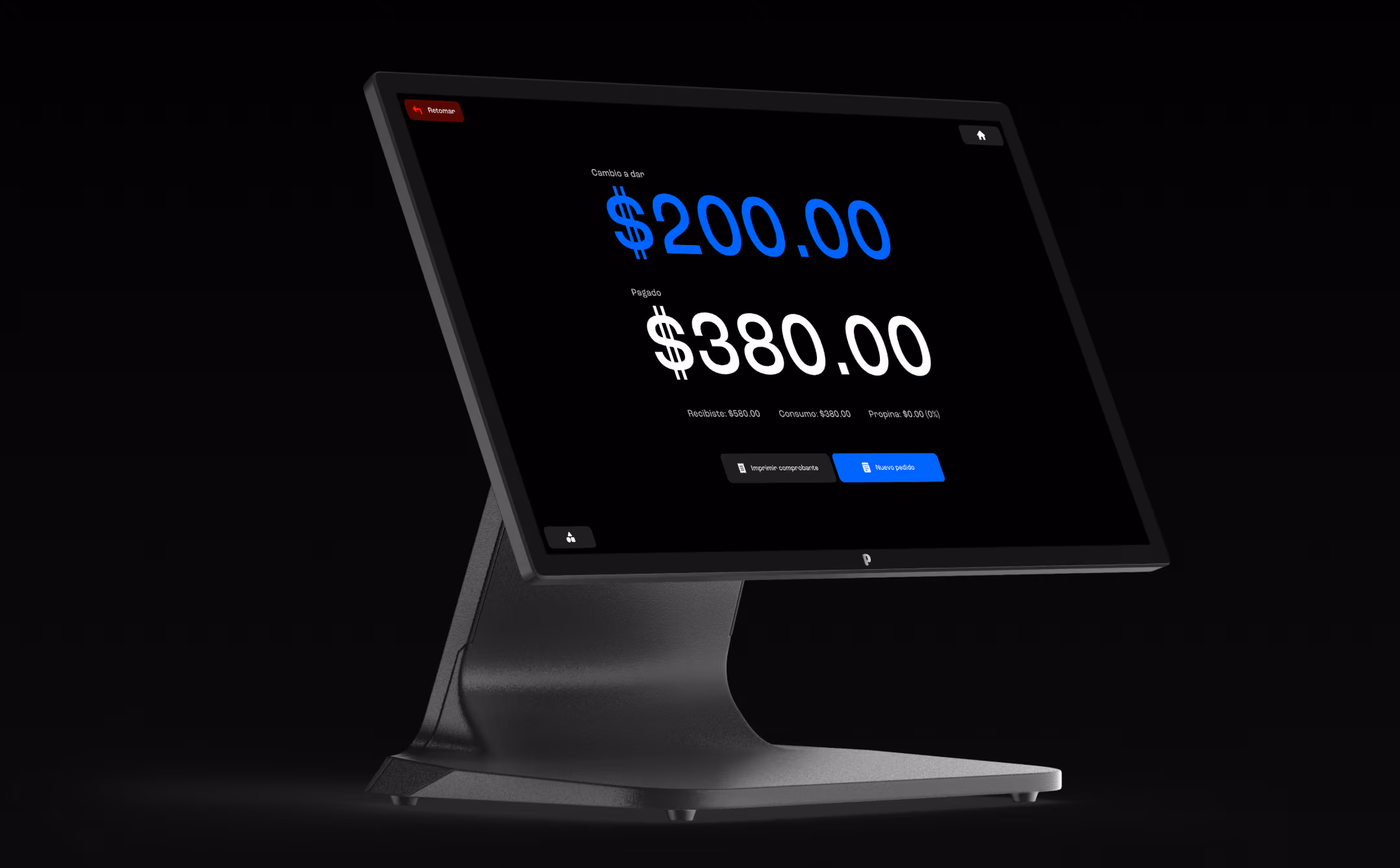 Pantalla de pago final en PoloTab con opciones de métodos de cobro integrados
